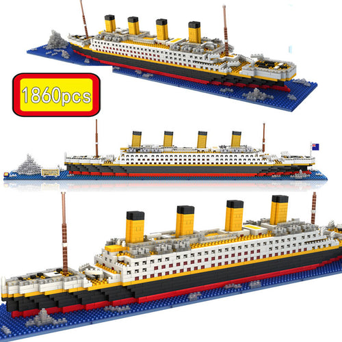 1860 Pcs NO Match RS Legoinglys Titanic Sets Cruise Ship Model Boat DIY Building Diamond Mini Blocks Kit Children Kids Toys