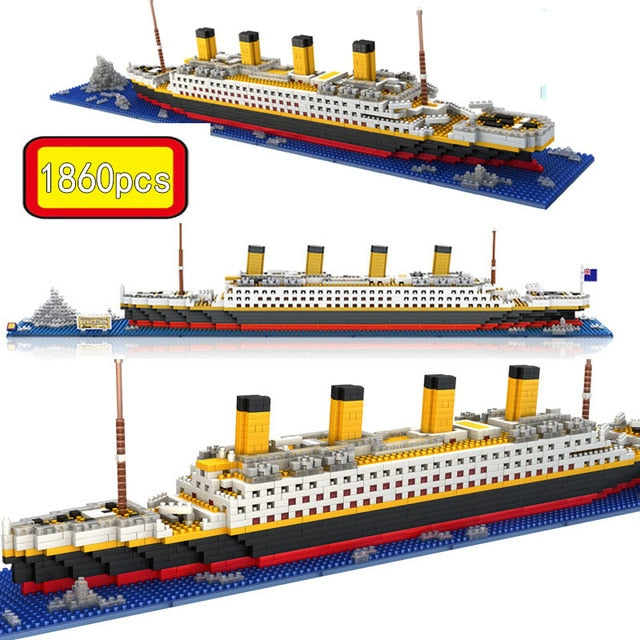 1860 Pcs NO Match RS Legoinglys Titanic Sets Cruise Ship Model Boat DIY Building Diamond Mini Blocks Kit Children Kids Toys