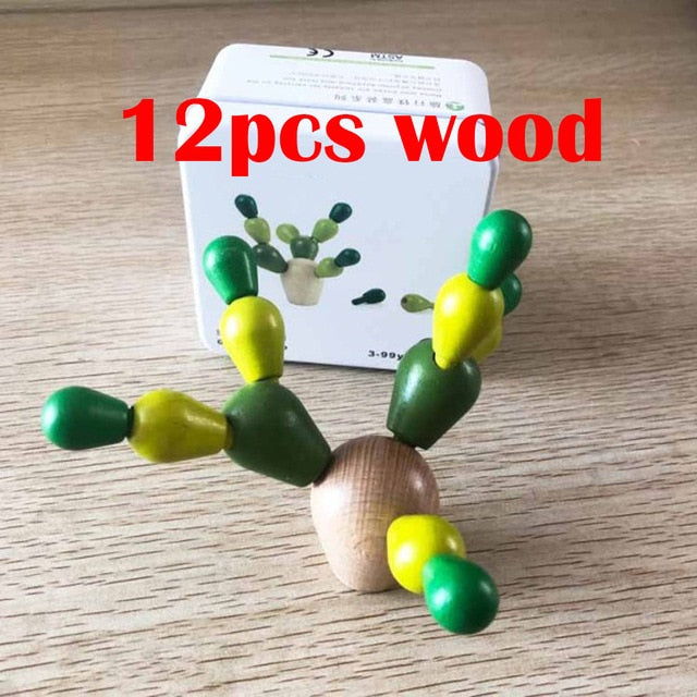 toys for Early Education Wooden Balancing Cactus Toy Removable Building Blocks for Baby Kids Developmental Intelligence Toy